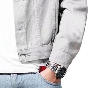 Men's Denim Jacket Casual Button Front Solid Color Regular Fit Autumn 100% Cotton Breathable Woven Fabric - Product Image 4