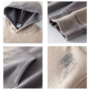 Sweat à capuche unisexe oversize en coton 360G, dégradé de couleurs, logo sur le devant, poche, manches classiques, style automne - Product Image 2