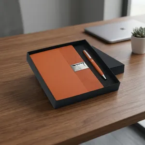 Collection de papeterie de bureau avec des agendas personnalisés à couverture rigide et des stylos à bille assortis, des cadeaux sophistiqués - Product Image 2