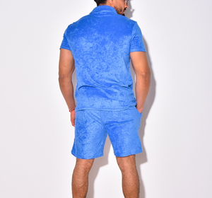 Ensemble de deux pièces : polos et shorts de golf en gros, 100 % coton respirant, tricoté, couleur unie, pour hommes, style streetwear d'été - Product Image 5