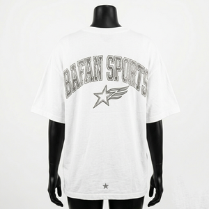 Camiseta Extra Grande Premium para Mujer, 250 GSM, Algodón Grueso, Jersey Blanco, Logotipo de Diamantes de Imitación, Diseño Personalizado - Product Image 3