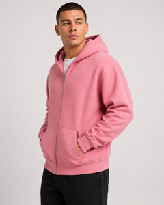 Men's relaxed zip hoodie made with smooth breathable fabric offering flexible comfort and clean street inspired daily wear - Product Image 3