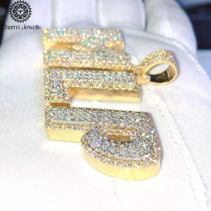จี้ห้อยคอ Charm_Jewells เงินแท้ 925 ชุบทอง 22k ประดับมอยส์ซาไนต์และไข่มุกน้ำจืดทรงกลม สไตล์ฮิปฮอป สำหรับทั้งชายและหญิง ได้รับการรับรองจาก IGI - Product Image 4