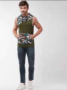 Camiseta sin Mangas con Capucha de Camuflaje para Hombre, Informal, Transpirable, de Poliéster Tejido, Estilo Cuello Redondo - Product Image 3
