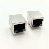 Connecteur femelle RJ45 LITE 1*1 port, transformateur LED, configuration 8p8c, haute performance, noir, conforme RoHS, à souder/presseur