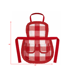 Delantal de cocina de tela a cuadros teñida con hilo de la mejor calidad, con tamaño personalizado y diseño con volantes. - Product Image 6