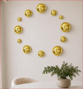 Sculpture murale ronde en métal doré effet miroir, style Art déco moderne, décoration DIY pour salon - Product Image 5