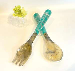 ชุดช้อนและส้อมเสิร์ฟสลัดทำจากเรซินใสเคลือบเงาสำหรับใช้ในบ้านโรงแรมเครื่องครัวผลิตจากอินเดีย - Product Image 3