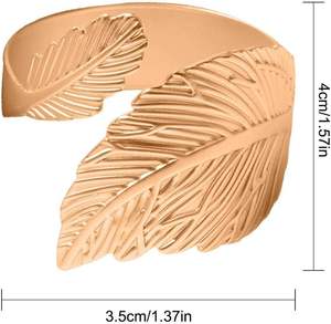 Gold Feather Napkin Ring Metal Table Decoration for <b>Wedding</b> Party Valentine's DayLuxury Golden Metal Portable Napkin & <b>Tissue</b> - Product Image 6