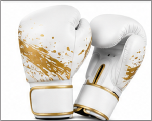 White Gold Custom MMA <b>Boxing</b> <b>Gloves</b> Leather <b>16</b> <b>oz</b> Sparring Training Gear Adjustable Wrist Strap Unisex Custom Packaging - Product Image 3