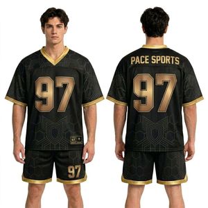 Luxury Gold Trim Black Diamond Geometric Pattern Professional Club Sublimation Fan Jersey Short Sets - Product Image 1
