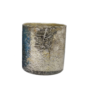 Tarros de vidrio con textura de vela multiusos decorativos vintage acabados a mano de primera calidad cilíndricos craquelados antiguos plateados con tapas - Product Image 2