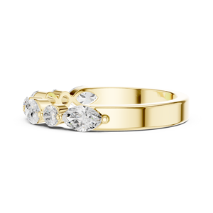 Anillo de Diamantes de Oro Amarillo de 10K para Mujer, Corte Marquesa, Diamante Cultivado en Laboratorio con Certificado IDGL, Color F, Anillo de Compromiso Moderno, Estilo Media Eternidad - Product Image 2
