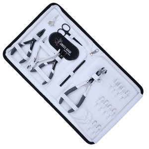 Kit d'outils pour extensions capillaires : crochet de tirage, boucle de fil, pince à micro-perles, pince à sertir, coupe-keratine, ciseaux pour extensions à bandes, pince à doigt - Product Image 1