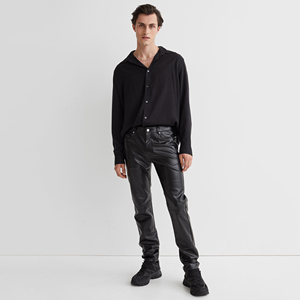 SHIFT SPORTS Custom Made Lightweight <b>Leather</b> Pants for <b>Men</b> Mid Waist Capris Pattern Winter Streetwear Elastic Waist Fleece Lined - Product Image 2