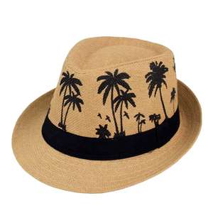 Sombrero de paja con estampado de palmeras para hombres y mujeres, sombrero para el sol de verano, ligero, transpirable, para viajes a la playa, vacaciones, gorra de protección al aire libre - Product Image 4