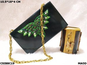 Artisan Handcrafted Eco-Friendly Resin Clutch Model Bohemian Pearl Inlay Hand-painted Magnetic Durable Evening <b>Bag</b> High Quality - Product Image 3