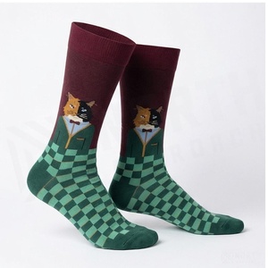 Crew <b>Socks</b> Geometric Pattern Blue Breathable <b>Running</b> <b>Socks</b> for Adults Spring Season - Product Image 3