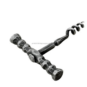 Abridor de botellas de vino Sacacorchos forjado a mano Abridor de botellas de vino con mango moderno Hierro forjado Hecho a mano de alta calidad - Product Image 6