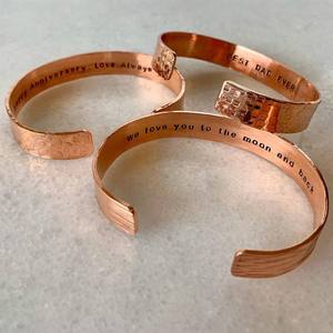 Custom Engraved Modern Copper Cuff <b>Bracelet</b> with <b>Adjustable</b> Handmade Metal Bangle-Anniversary and Family Gift - Product Image 6
