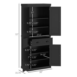Armadio dispensa da cucina autoportante alto 183 cm con ante a cassetto nere e ripiani contenitore - Product Image 3