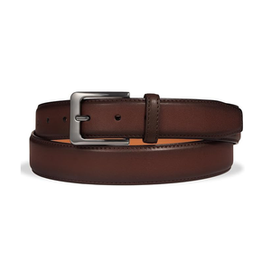 Cinturón Casual de Cuero Genuino Marrón, Hebilla de Color Sólido, Rectangular Plateada, Resistente, Estampado, 3.5cm de Ancho, 110cm de Largo - Product Image 1