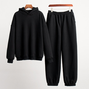Wholesale Eco-Friendly Lightweight Streetwear Athletic Tracksuit Solid Color Jogger <b>Hoodie</b> Set for Unisex Winter - Product Image 3