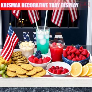 Plateau de service en MDF laqué, motif drapeau patriotique, pour le Festival Americana, écologique et sûr pour les aliments, idéal pour les fêtes du Memorial Day et du 4 juillet - Product Image 2