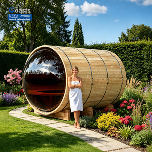 Sauna extérieur certifié toutes saisons avec véranda, vue panoramique arrière, sécurité ETL, contrôle numérique intelligent Wi-Fi, approvisionnement France - Product Image 1