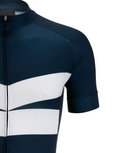Maillot de Ciclismo Azul Marino para Hombre, Diseño con Bloques de Color Blanco, Manga Corta, Transpirable, de Secado Rápido, Antibacteriano, 180g, Poliéster - Product Image 5