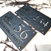 Plaque métallique personnalisée avec nom de rue, logo, numéro de maison en acrylique sur mesure, panneau d'adresse pour bureau, plaque nominative murale