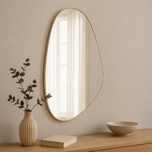 Gold Irregular Organic Wall <b>Mirror</b> <b>Thin</b> Metal Frame Decorative <b>Mirror</b> for Bedroom Living Room Entryway Home Decor - Product Image 2