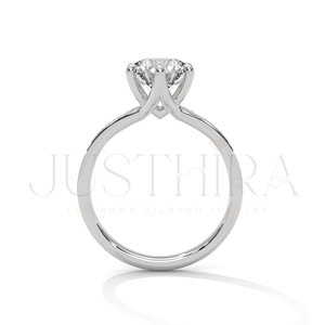 Elegant Design 14k Rose Gold Plating Engagement <b>Ring</b> Classic <b>Proposal</b> <b>Ring</b> With Round Cut Moissanite Diamond Wedding Jewelry - Product Image 5
