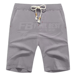 Shorts de sport d'été pour hommes tendance, 100 % coton écologique, décontractés, taille élastique, en toile tricotée, couleurs variées - Product Image 2