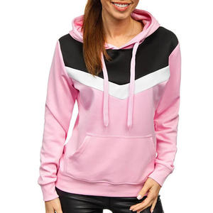 <b>Women's</b> Pink <b>Black</b> White Solid 100% Cotton Waterproof Vintage Casual Long Sleeve Hooded Pullover Hoodie Fleece <b>Sweatshirt</b> - Product Image 1