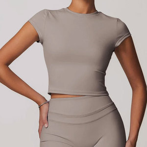 Camiseta Deportiva Corta sin Espalda para Mujer con Logotipo Personalizado, de Compresión, Nailon/Spandex, Alta Elasticidad, para Gimnasio y Ejercicio - Product Image 1