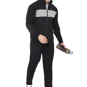Ensemble de survêtement noir personnalisé pour hommes, col montant, fermeture éclair, sweat-shirt en molleton bouclette, streetwear décontracté d'hiver, pantalon de jogging - Product Image 5