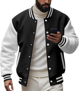 Chaqueta Varsity de Lana/Poliéster para Hombre, Diseño Personalizado, Estilo Urbano, Logotipo Frontal, Cuello Alto, Transpirable, Impermeable, Otoño, Personalizable - Product Image 3