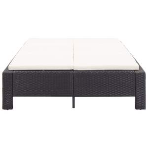 Tumbona de Ratán Negra para 2 Personas con Cojín Blanco Crema, Tumbona de PE - Product Image 4