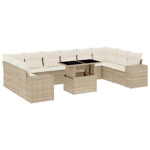 Set Divano da Giardino Hibiscus Nature International in Rattan PE per Esterni, 6 Posti con Braccioli Regolabili, Stile Contemporaneo Beige - Product Image 4