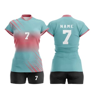 เสื้อวอลเลย์บอลคอกว้าง แขนสั้น ผ้าโพลีเอสเตอร์ แบบยูนิเซ็กซ์ สกรีนลายไล่สี ระบายเหงื่อได้ดี ทรงปกติ รับผลิตตามแบบทีม - Product Image 1