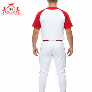 Maillot de baseball blanc pour homme avec accents rouges, ensemble uniforme en polyester respirant, taille adulte, nom d'équipe personnalisé - Product Image 2