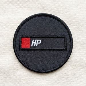 Parches bordados termoadhesivos redondos negros con diseño HP Gaming, insignias de logotipo personalizadas para ropa y merchandising, para vendedores de pedidos al por mayor - Product Image 1