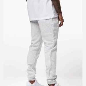 Pantalon de survêtement gris pour homme, taille élastique, poches latérales, respirant, tricoté, décontracté, pour le printemps, en coton mi-lourd - Product Image 5