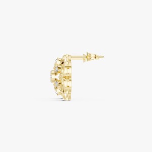 Pendientes de Oro Amarillo de 9K con Diamante Cultivado en Laboratorio de 0.592CT, Diseño de Pétalos de Flor, Corte Brillante Redondo, Joyería Fina al por Mayor - Product Image 5