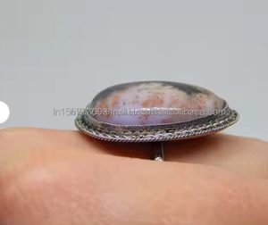 แหวนเงิน925คุณภาพมาแรงสแตนเลสคลาสสิกเครื่องประดับสำหรับผู้หญิงแหวนโอปอลเมอร์ลิไนต์ทำจากมอสอาเกตธรรมชาติของขวัญ - Product Image 2