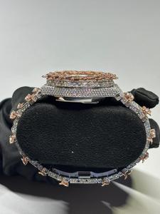 Nuevo Reloj de Lujo con Moissanita para Bodas y Fiestas, Reloj para Mujer con Correa de Oro Rosa y Esfera Blanca para Venta de Exportación - Product Image 4