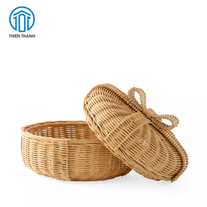 Boîte à bibelots en osier faite à la main avec couvercle, boîte de rangement pour bijoux en rotin, organisateur de cadeaux décoratif, fabricant en gros - Product Image 1