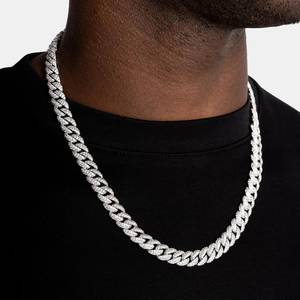 Cadena Cubana de Diamantes de 8.5mm, Collar Hip Hop con Incrustaciones de Diamantes para Él, Regalo Brillante para Novio, Joyería de Moda en Plata de Ley 925 - Product Image 2