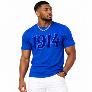 Camiseta de Hombre Phi Beta Sigma Azul Rey 1914, Manga Corta, Cuello Redondo, Diseño con Número Bordado, Fraternidad, Informal, Algodón, Verano - Product Image 1